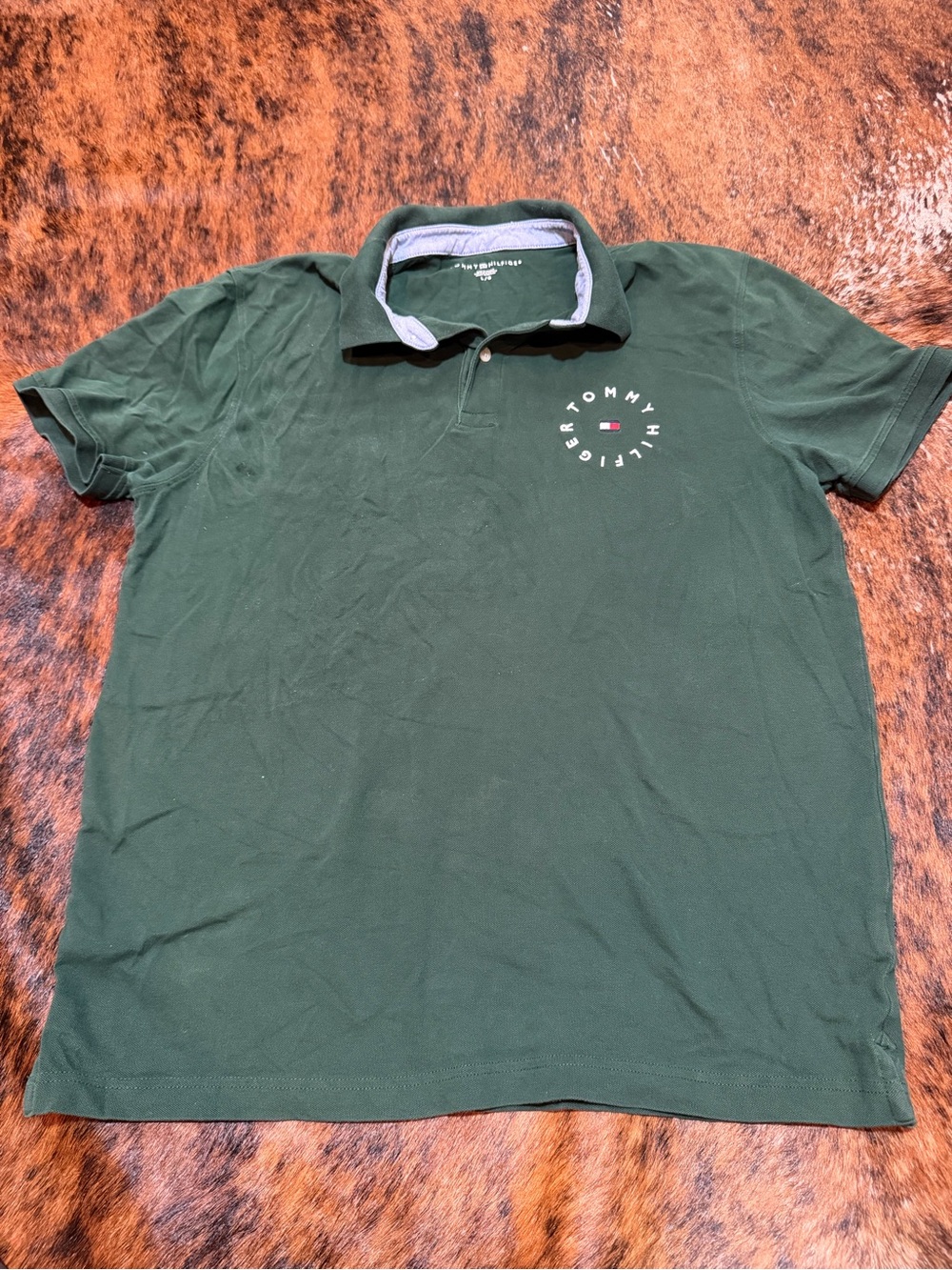 Tommy Hilfiger Icon Polo Shirt Mens L Green Short Sleeve embroidered preppy Y2K